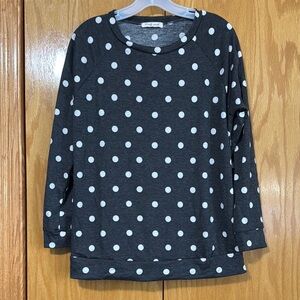 Dark gray and white polka dot shirt